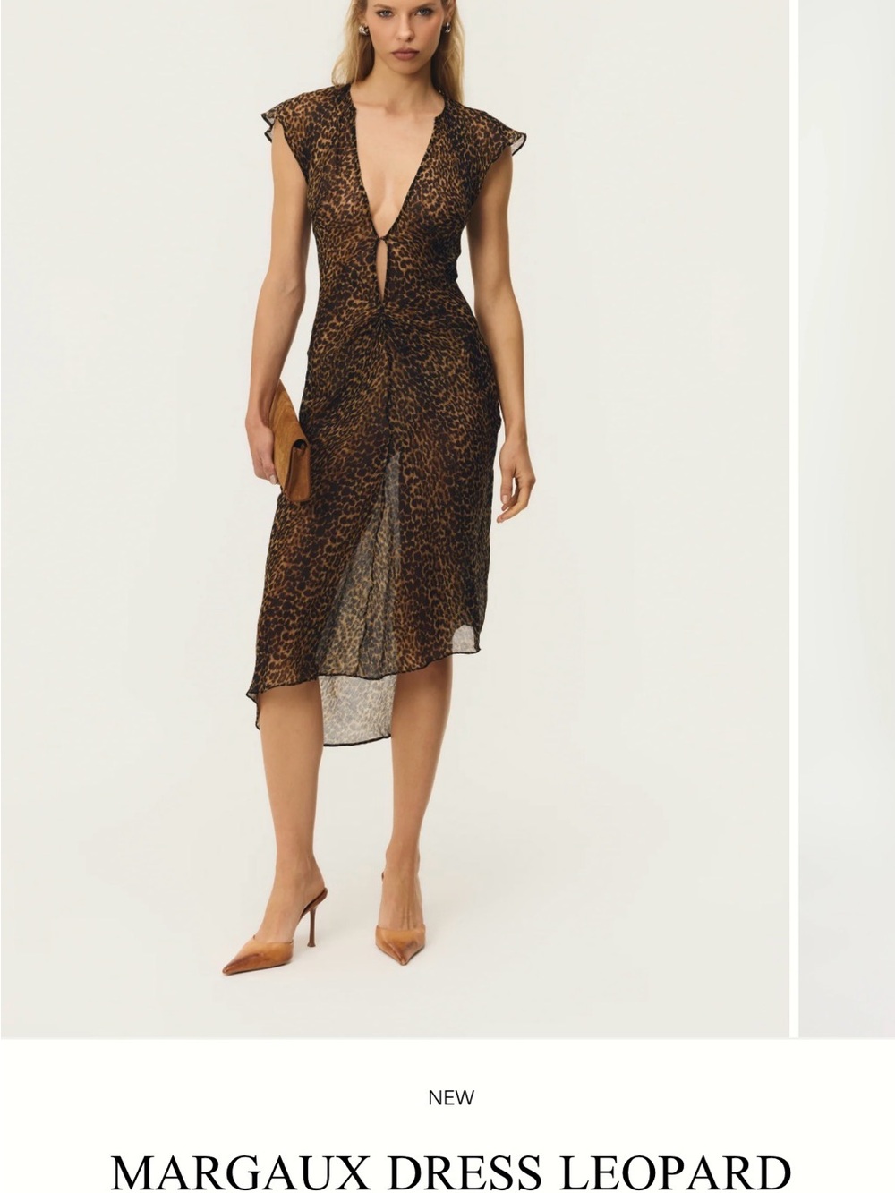 Margaux Leopard Tie-Front Midi Dress in Brown